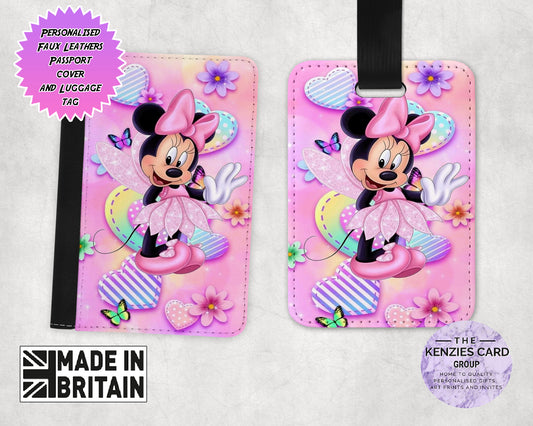 Personalised Dinsey Pink Minnie Mouse Passport and Luggage Tag
