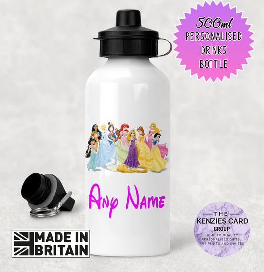 Personalised Disney Princess 500ml Metal Water Bottle Version 2