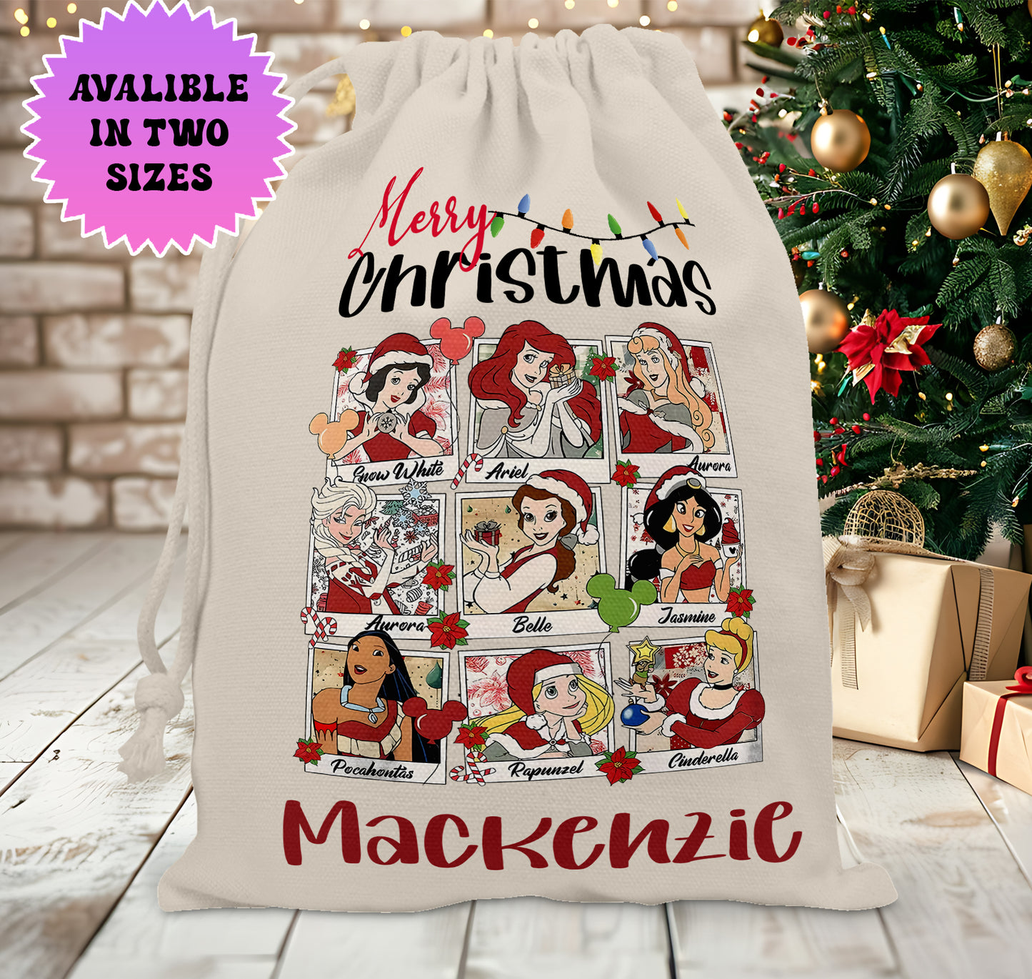 Personalised Disney Christmas Santa Sack Stocking Gift Sack - Disney Princess Edition (Copy)