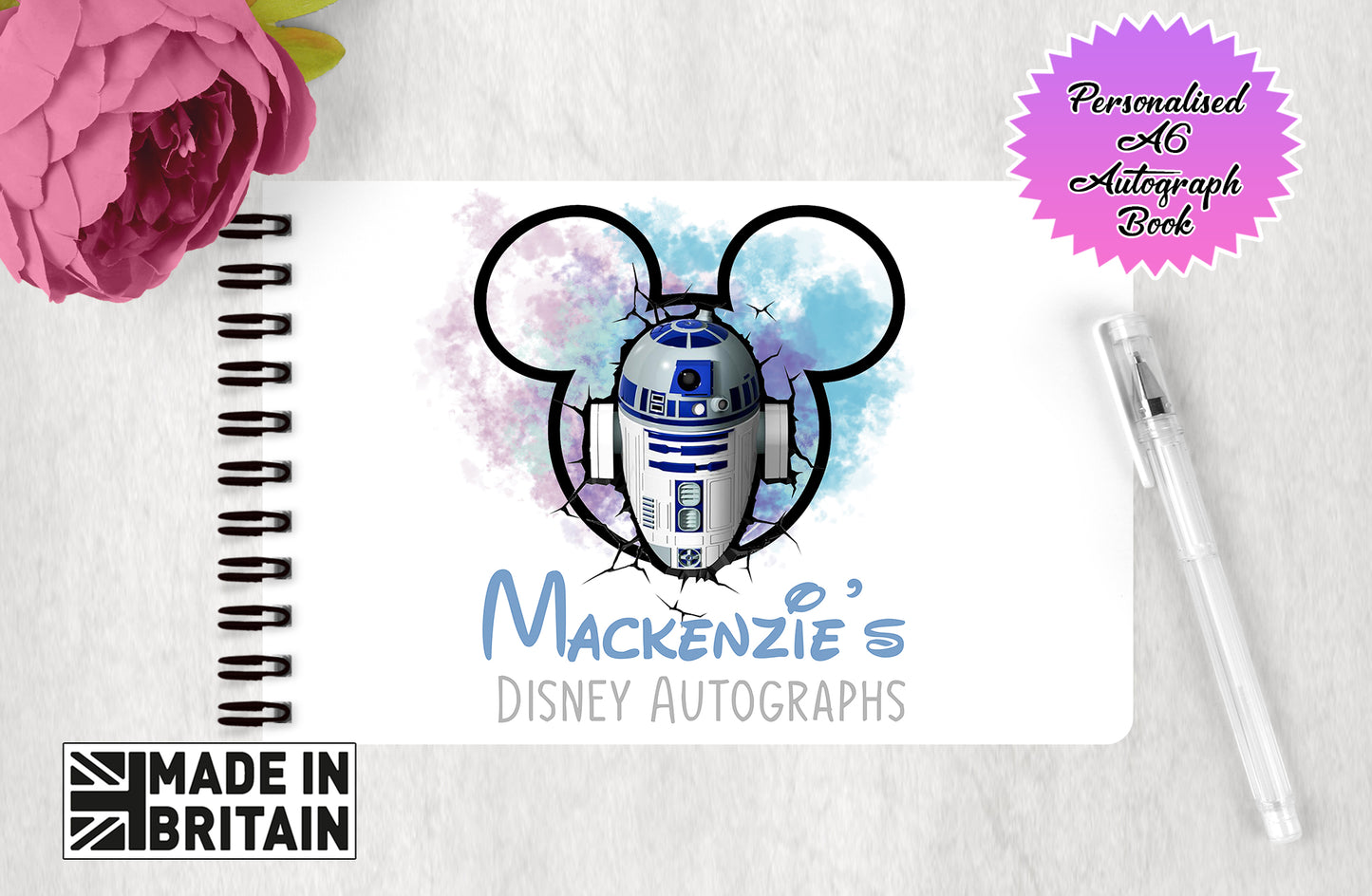 Personalised Disney Autograph Book - Star Wars R2D2 Edition V2
