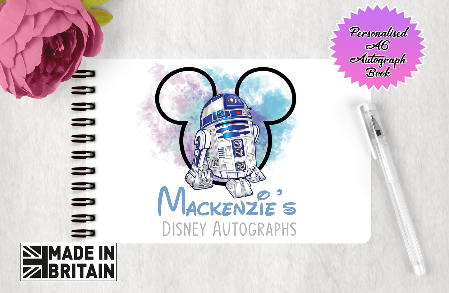 Personalised Disney Autograph Book - Star Wars R2D2 Edition V1