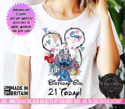 Personalised Lilo and Stitch Disney Matching Family T Shirt Disney World T Shirt - Castle Edition