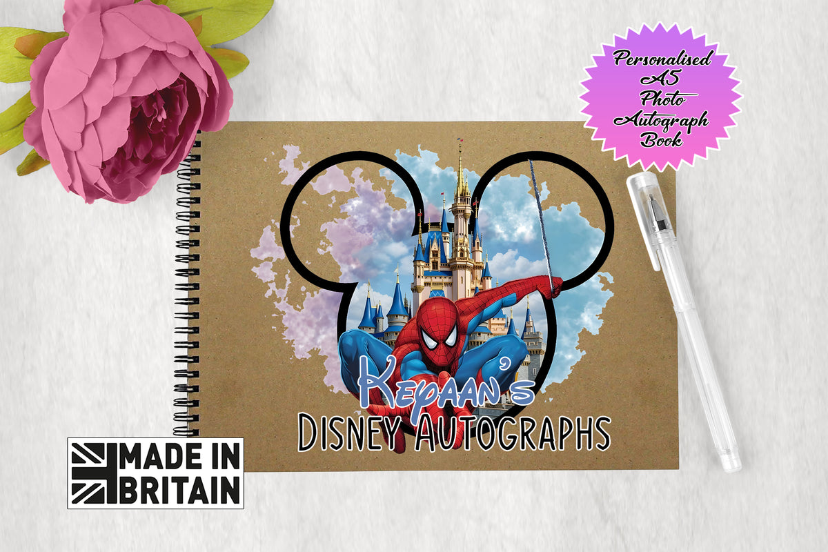Personalised Disney Photo Autograph Book A5 - Spiderman Castle Edition V1