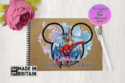 Personalised Disney Photo Autograph Book A5 - Spiderman Castle Edition V1