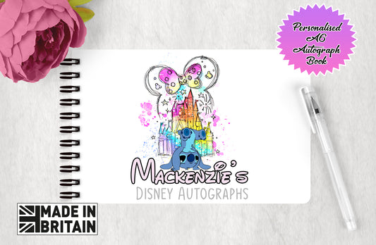 Personalised Disney Autograph Book - Stitch Disney Castle Edition V5
