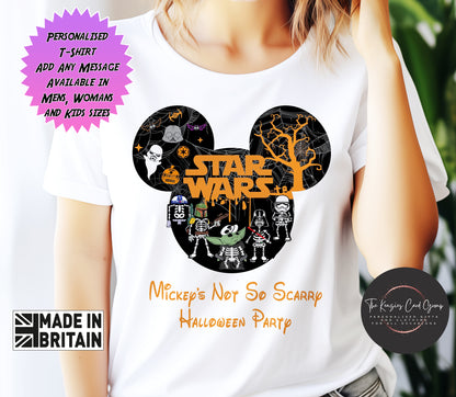 Personalised Star Wars Mickey's Not So Scary Halloween Matching Family Trip T-Shirts 2026