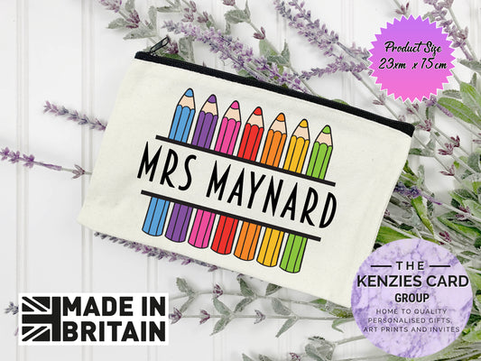 Personalised Teacher Linen Pencil Case - End Of School Term Teacher Thank You Gift