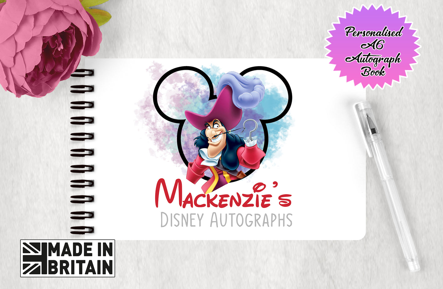 Personalised Disneys Peter Pan Autograph Book - Captain Hook Editon V1