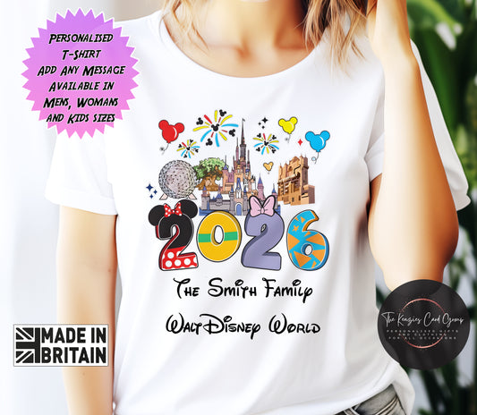 Personalised Disney Trip Matching Family Trip T Shirts -Walt Disney World Character Mascot Edition