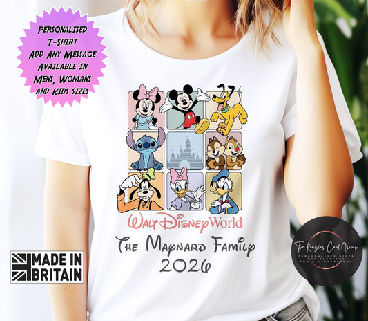 Personalised Disney Trip Matching Family Trip T Shirts -Walt Disney World Character Mascot Edition