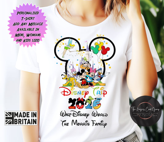 Personalised Disney Trip Matching Family Trip T Shirts -Walt Disney World Character Mascot Edition