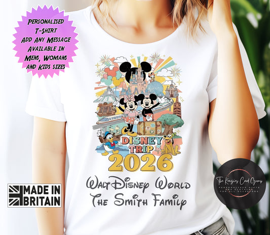 Personalised Disney Trip Matching Family Trip T Shirts -Walt Disney World Character Mascot Edition