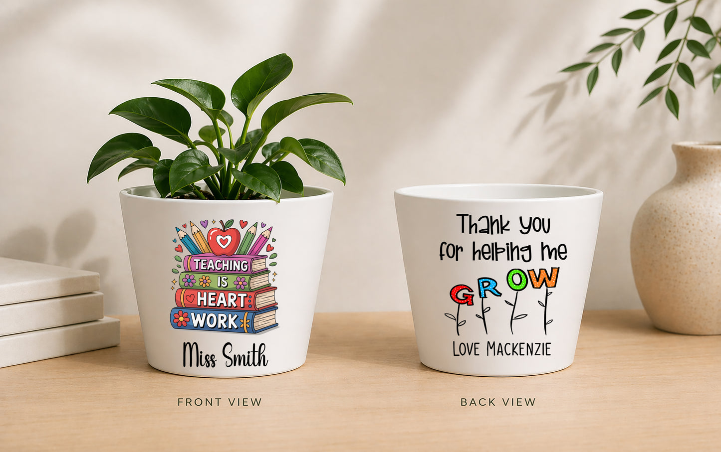 Personalised Teacher Plant Pot | Custom Teacher Appreciation Gift, Thank You Present