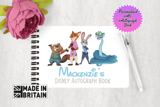Personalised Disney Autograph Book - Disney Pixar Zootopia Edition V1