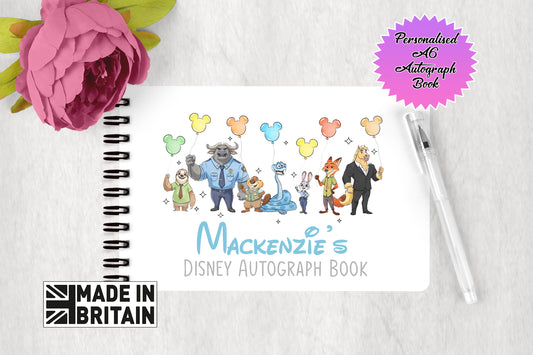 Personalised Disney Autograph Book - Disney Pixar Zootopia Edition V4