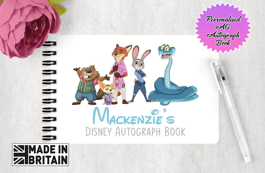 Personalised Disney Autograph Book - Disney Pixar Zootopia Edition V5